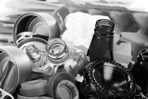 Safe skip placement with signage and barriers